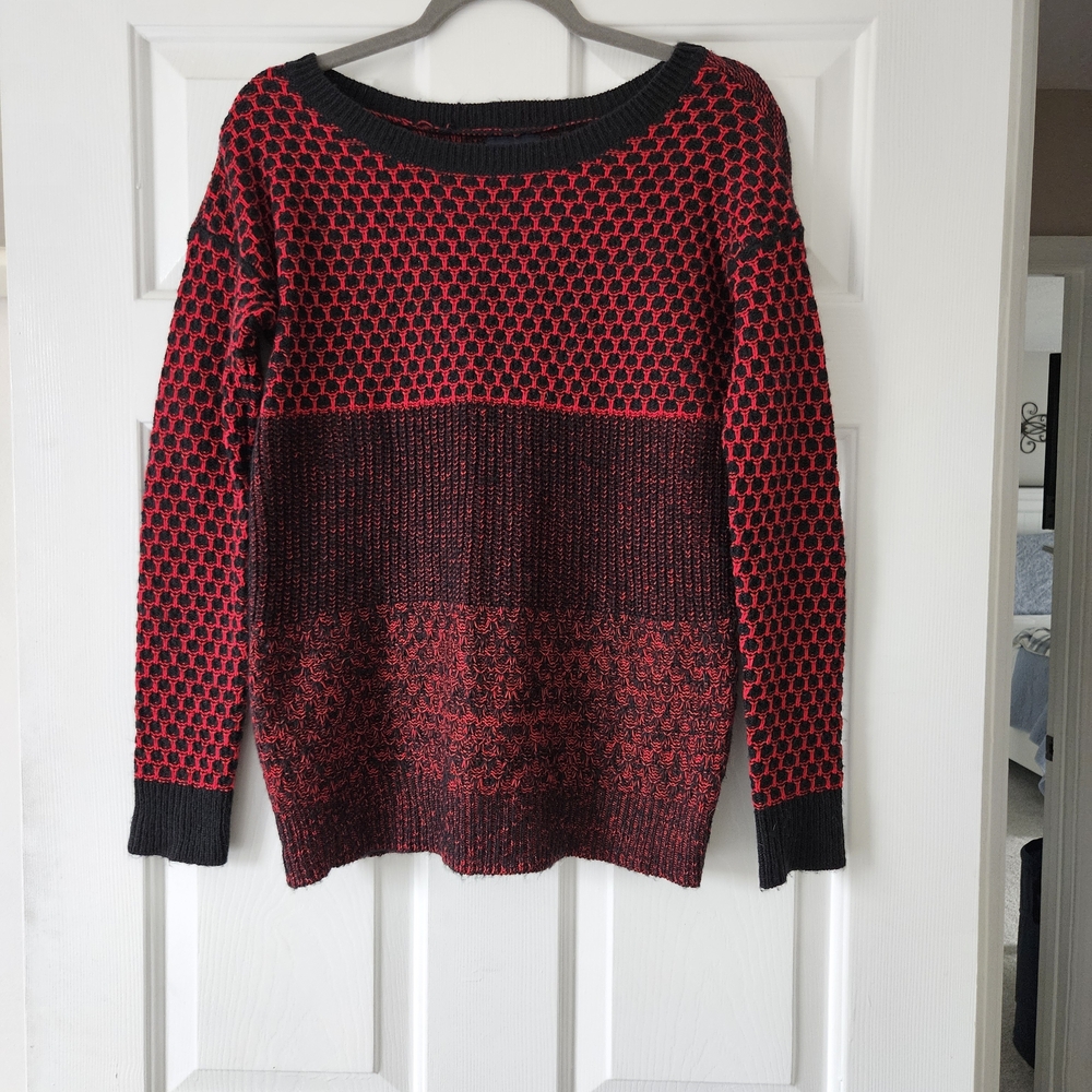 American Eagle Outfitters Vintage Boyfriend Red and Black Crew Neck Sweater